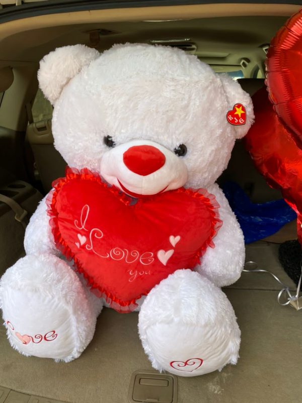 Red and White Love Bear(100cm) - Image 3