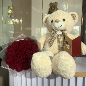 VAL 7: VIRAL COMBO(100CM BROWN TEDDY, 20 FAUX BOUQUET, A CARD, A BOX)